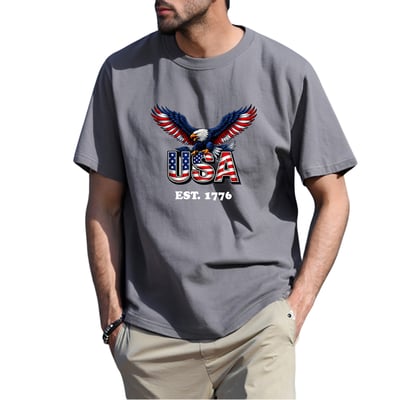 USA Est 1776 Patriotic Eagle Cotton T-Shirt