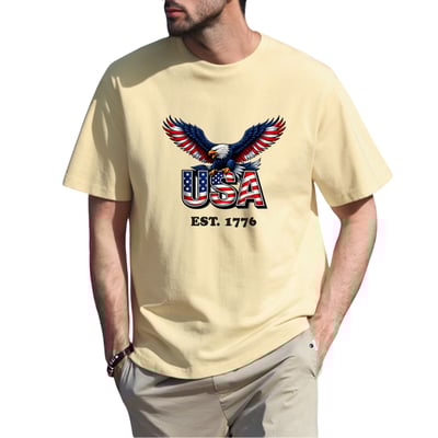 USA Est 1776 Patriotic Eagle Cotton T-Shirt